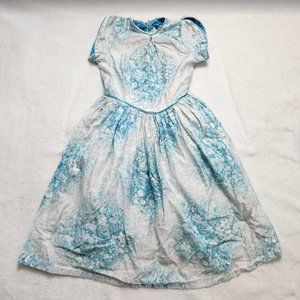 Vintage girl's S/M Best & Co 5th Ave New York blue floral tulle party dress